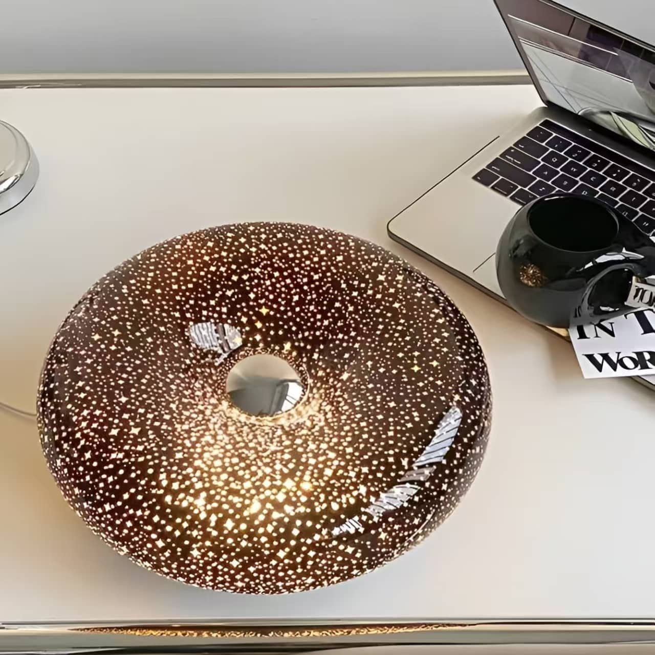 Italian Decorative Bauhaus Donut Glass Table Lamp
