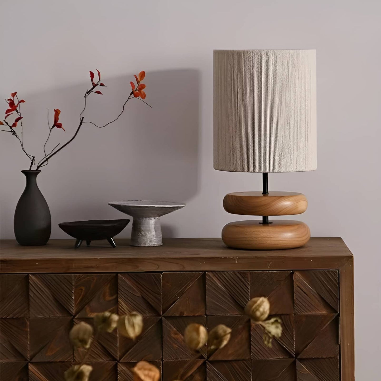 Japanese Style Retro Wooden Table Lamp