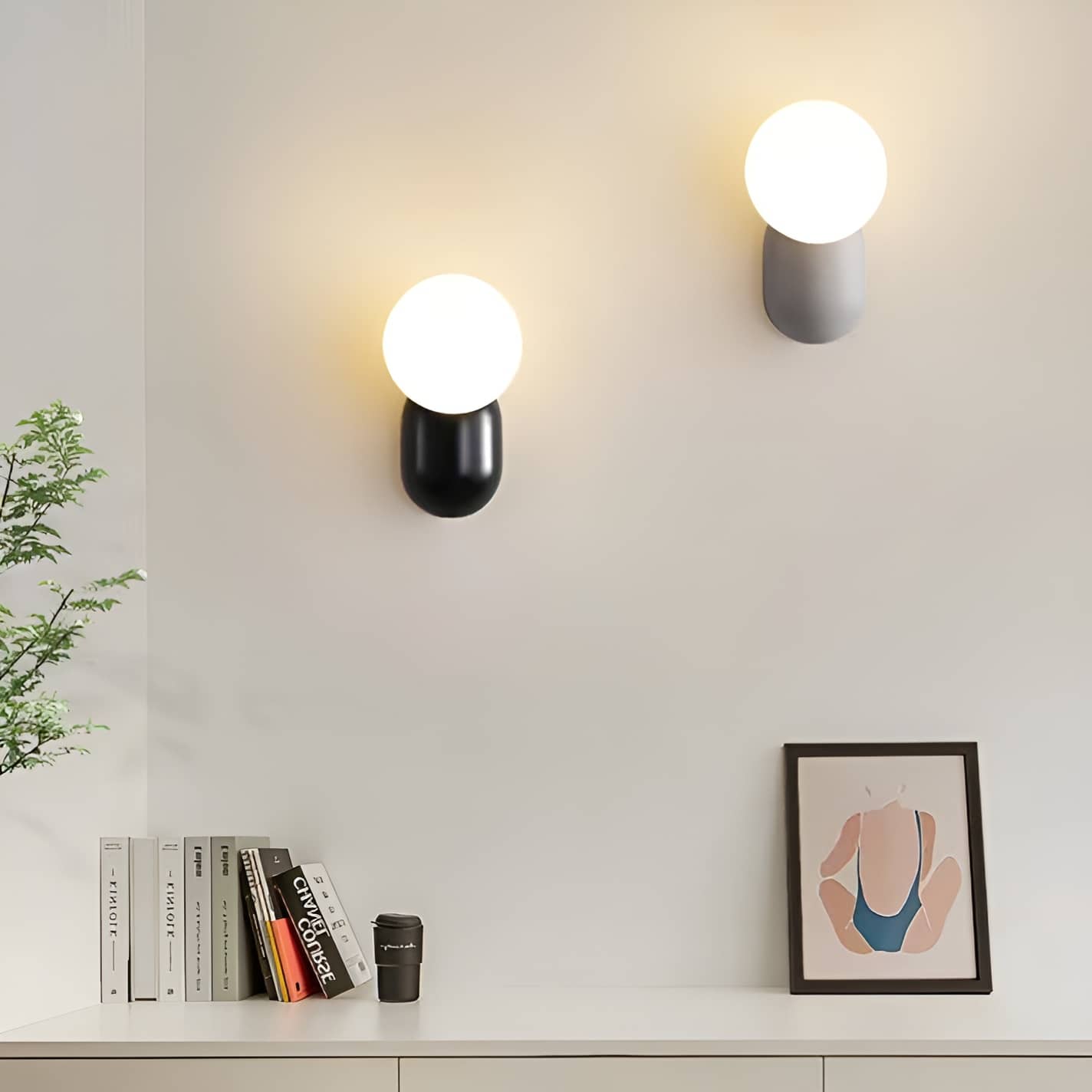 Macaron Resin Globe Wall Light For Bedroom