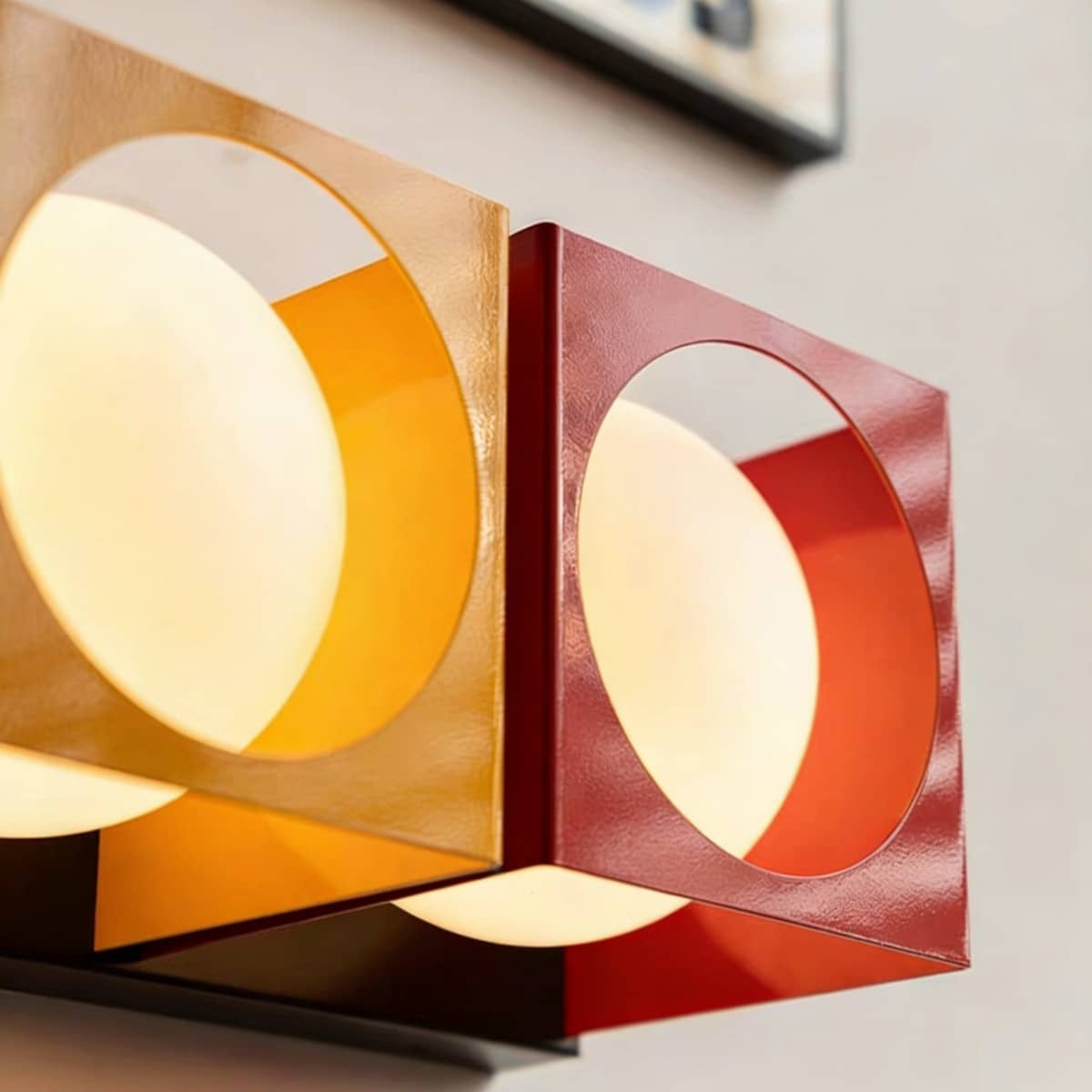 Memphis Cube and Glass Globe Colourful Wall Light