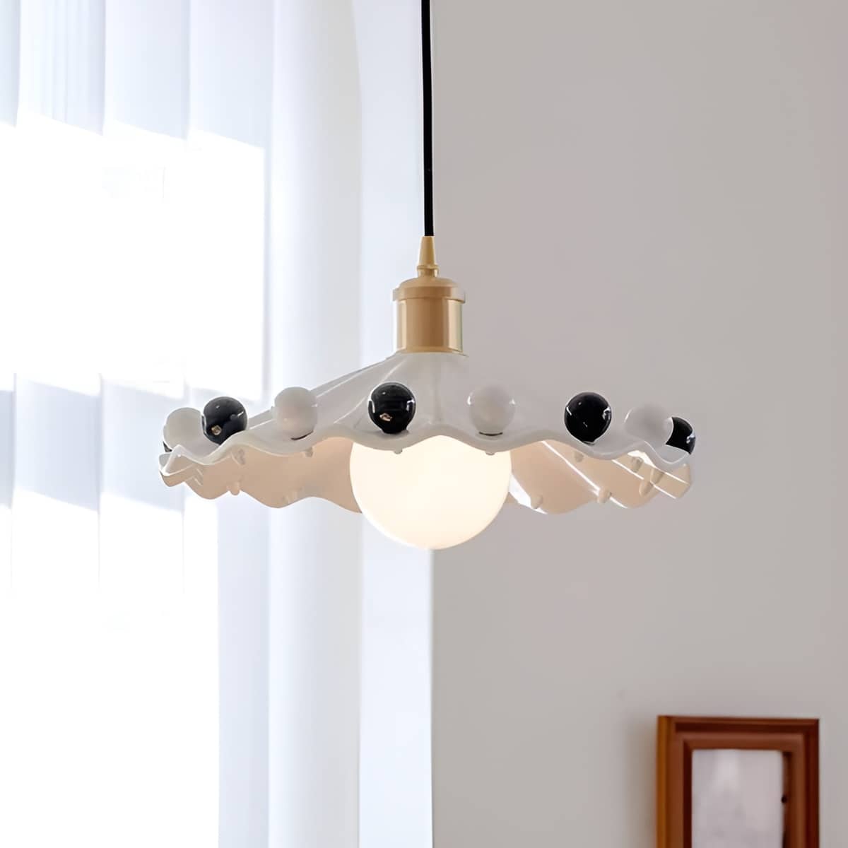 Memphis Ceramic White Pendant Light With Colorful Bean