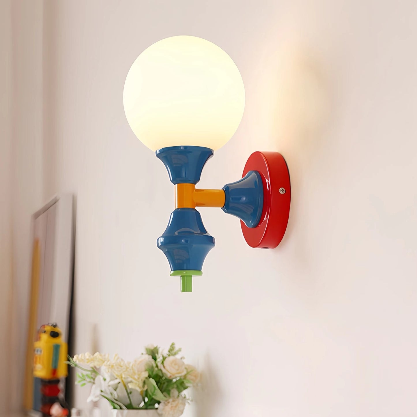 Memphis Glass Globe Colorful Wall Light