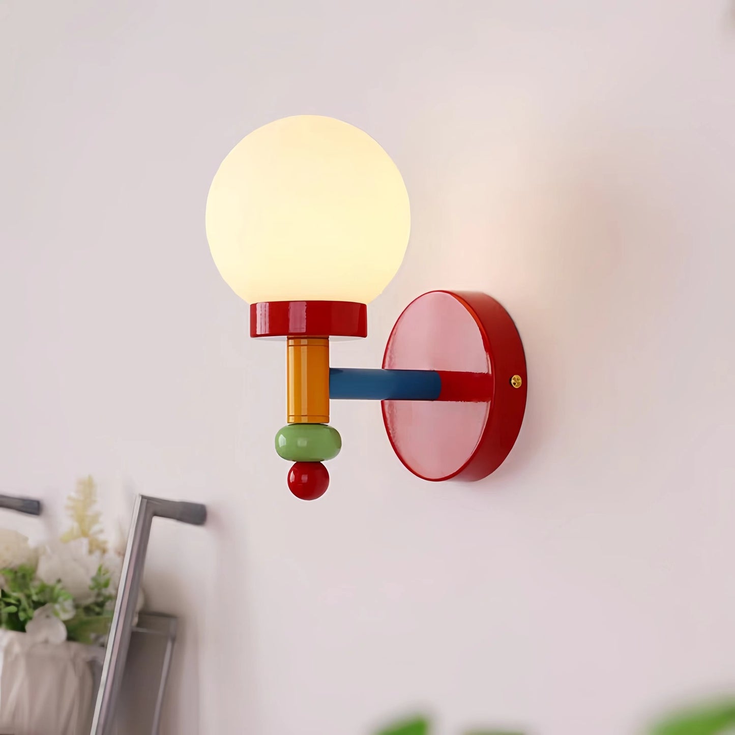 Memphis Glass Globe Colorful Wall Light
