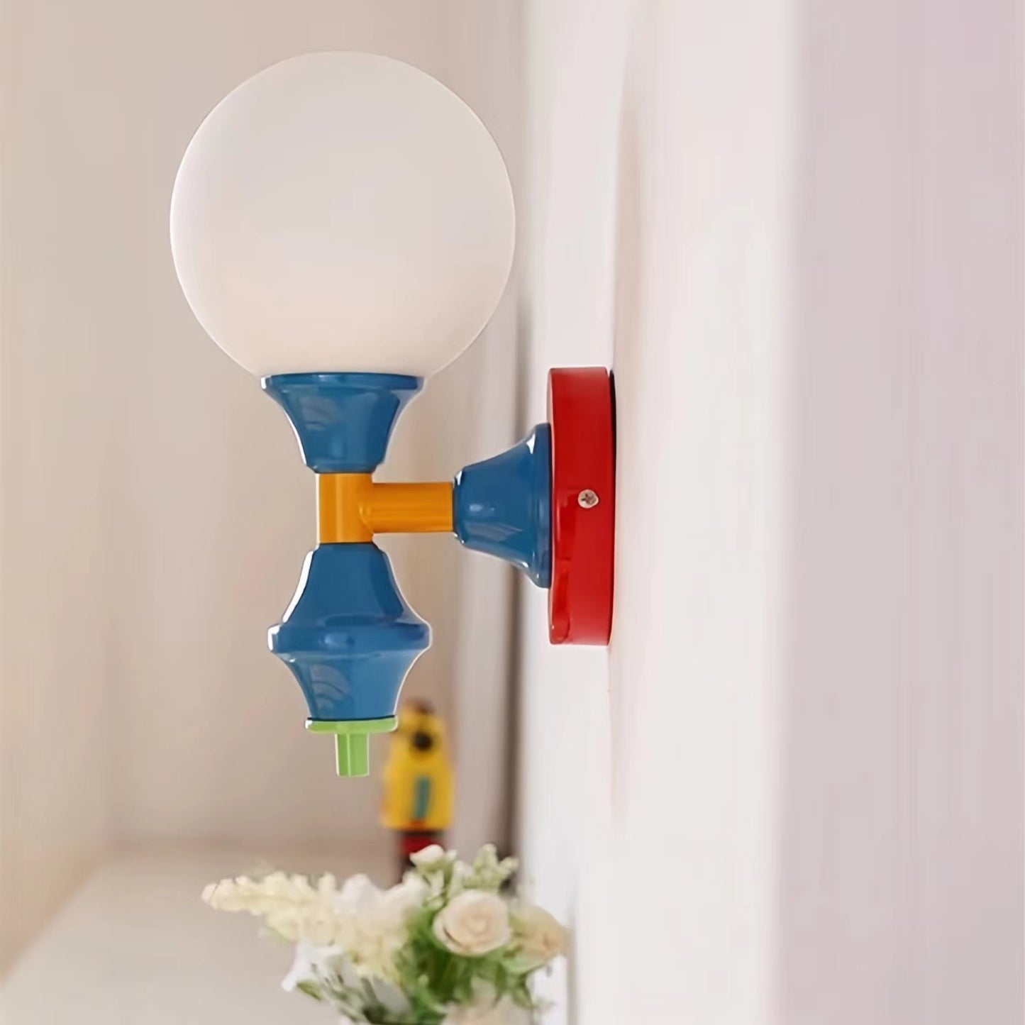 Memphis Glass Globe Colorful Wall Light