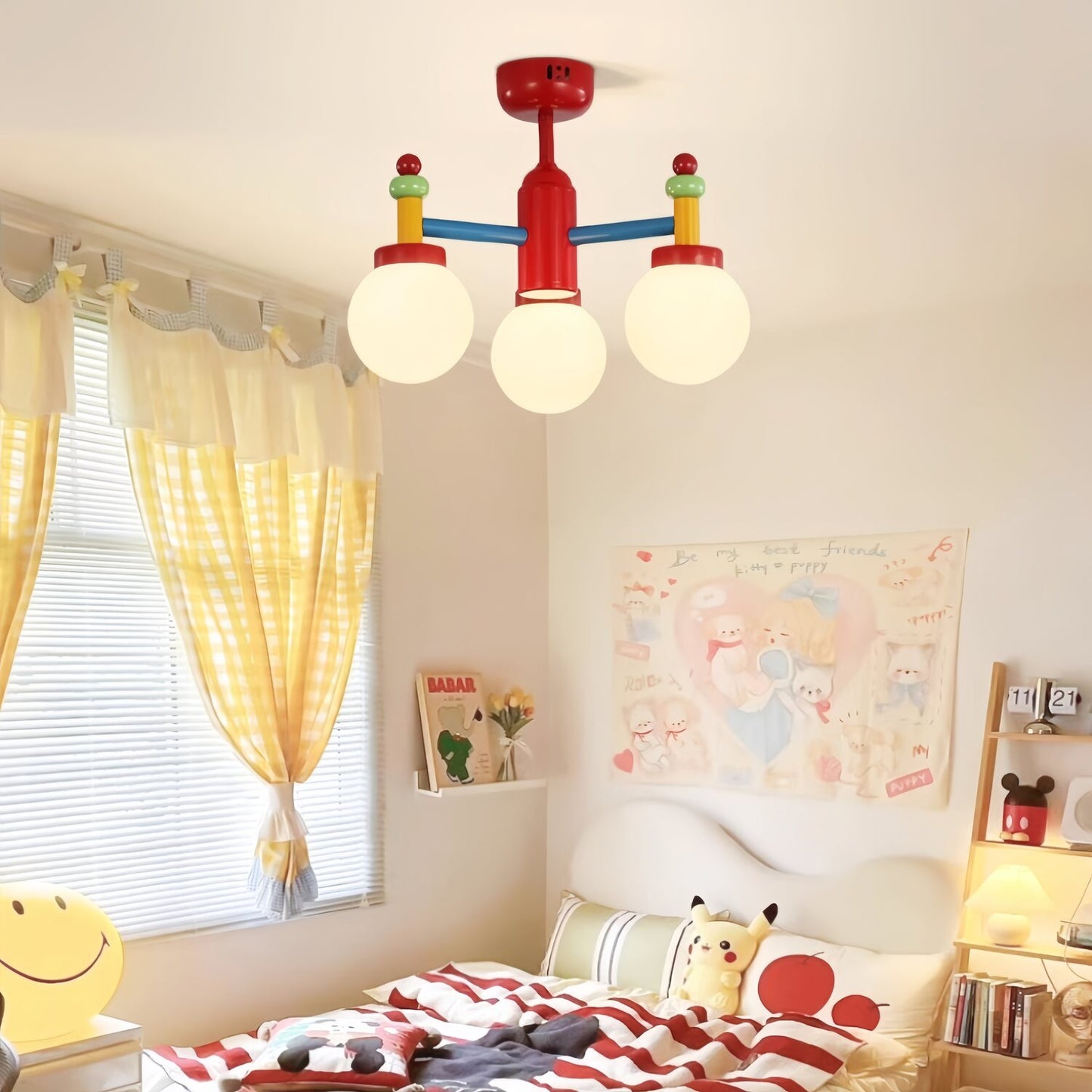 Memphis Three Globe Colorful Ceiling Light
