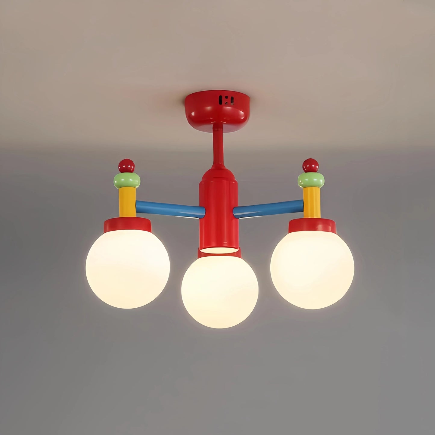 Memphis Three Globe Colorful Ceiling Light