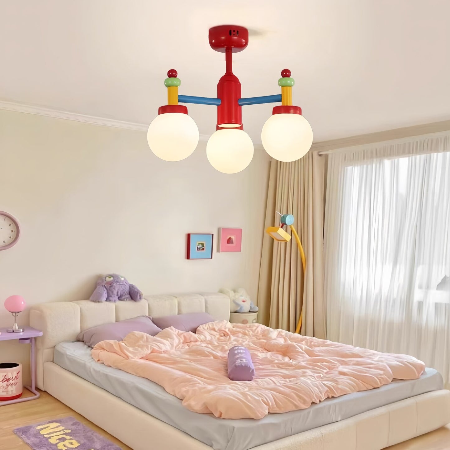 Memphis Three Globe Colorful Ceiling Light