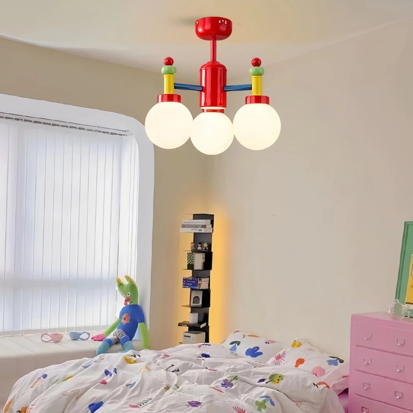 Memphis Three Globe Colorful Ceiling Light