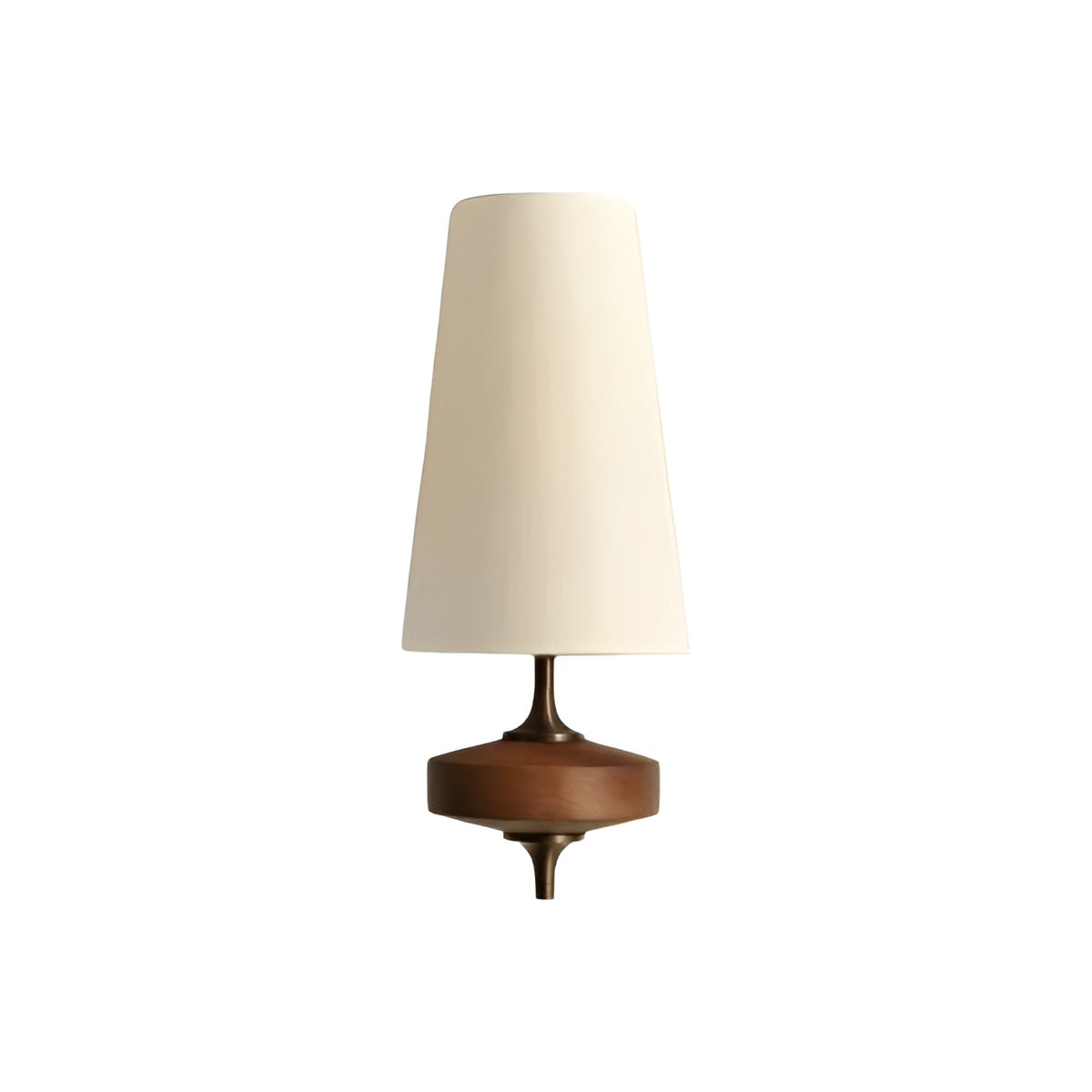 Mid Century Antike Wandlampe mit Stoffschirm und Holzsockel