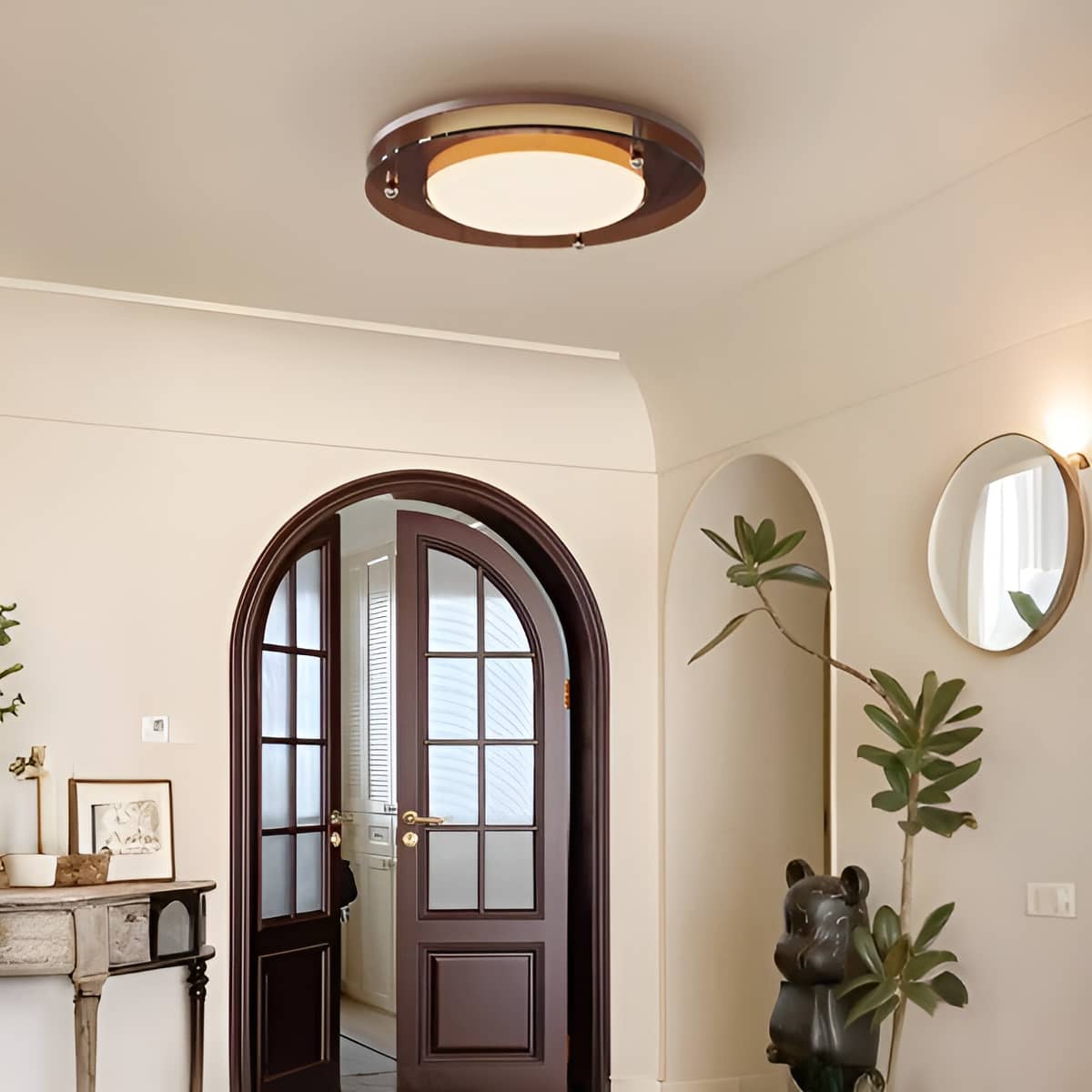 Mid Century Modern Geometric LED Brown Ceiling Light