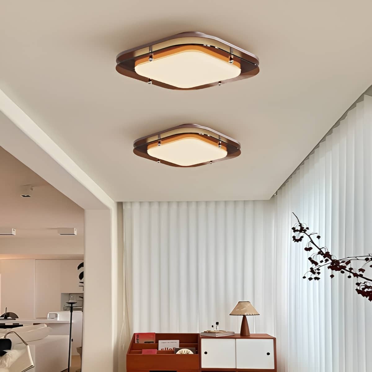 Mid Century Modern Geometric LED Brown Ceiling Light