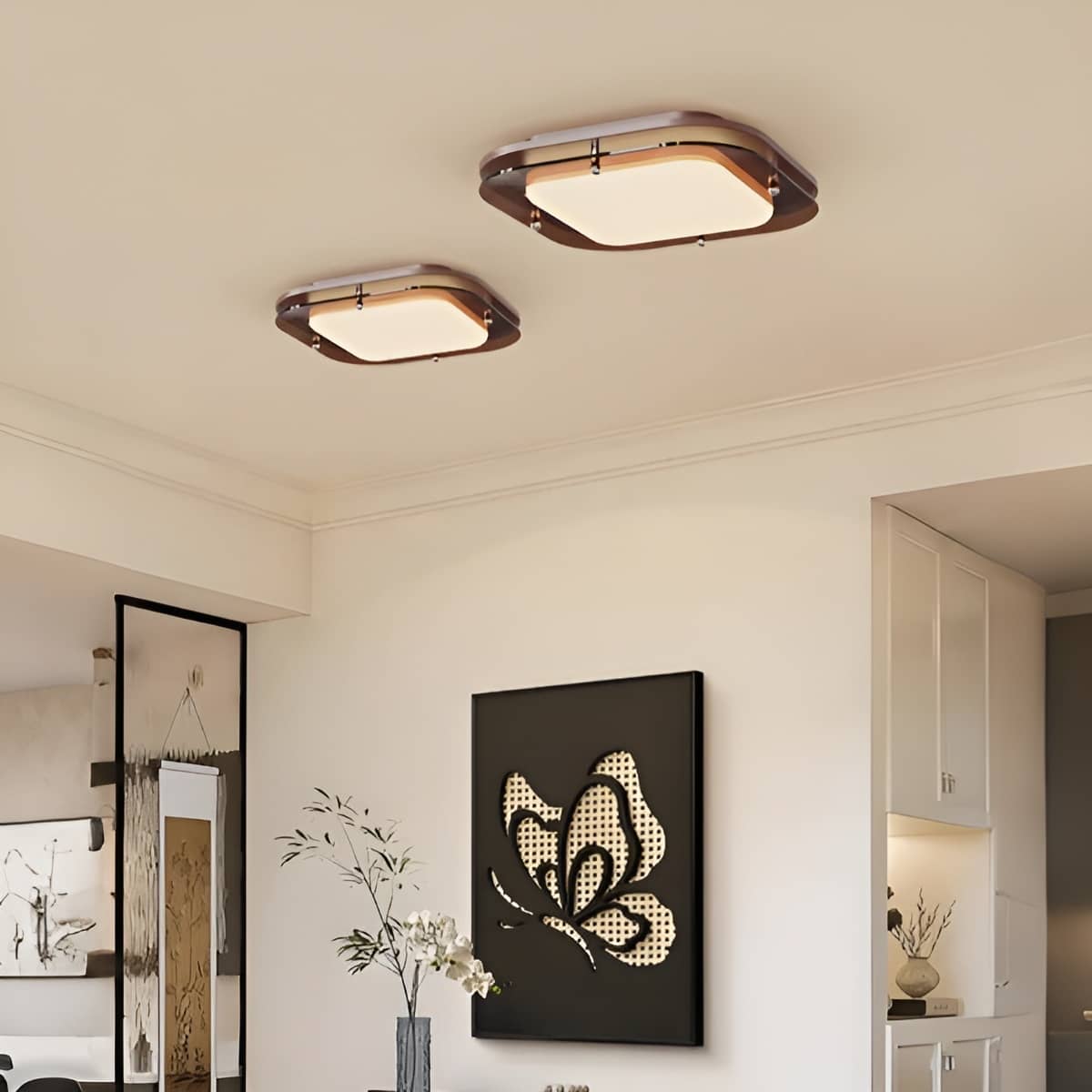 Mid Century Modern Geometric LED Brown Ceiling Light