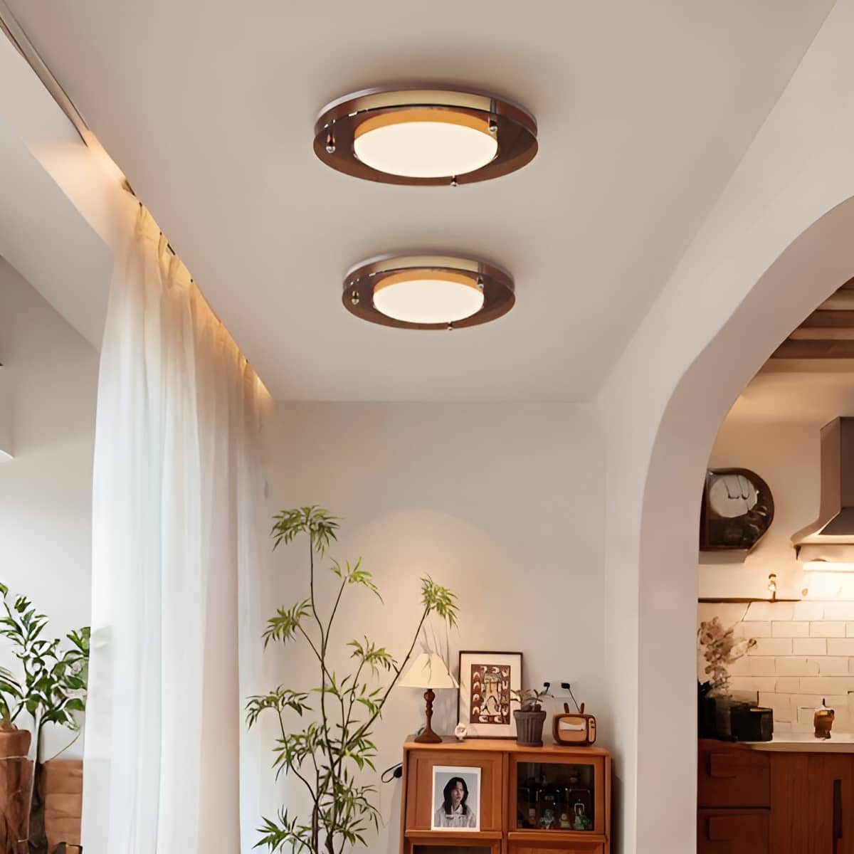 Mid Century Modern Geometric LED Brown Ceiling Light