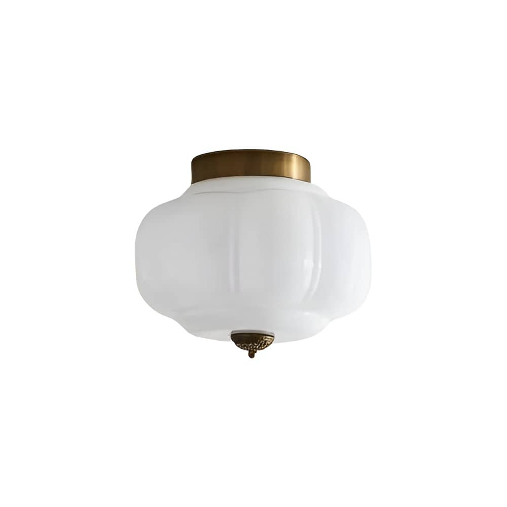 Mid Century Bauhaus Brass And White Glass Ceiling Light
