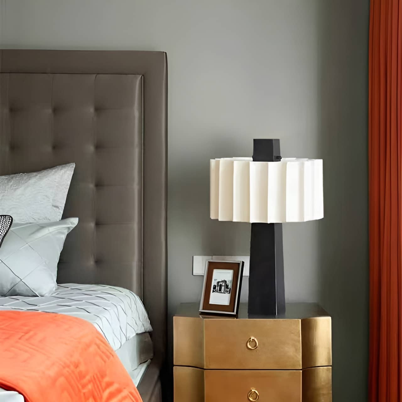 Mid Century Fabric Metal Table Lamp