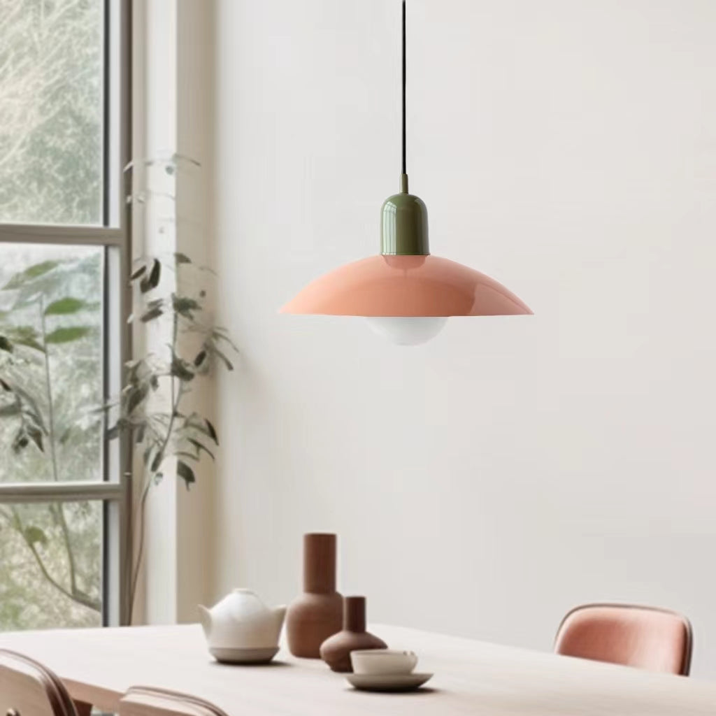 Mid Century Saucer Colorful Pendant Light