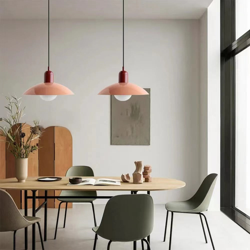 Mid Century Saucer Colorful Pendant Light