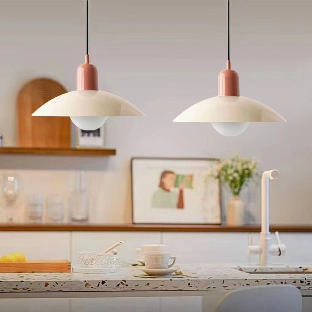 Mid Century Saucer Colorful Pendant Light