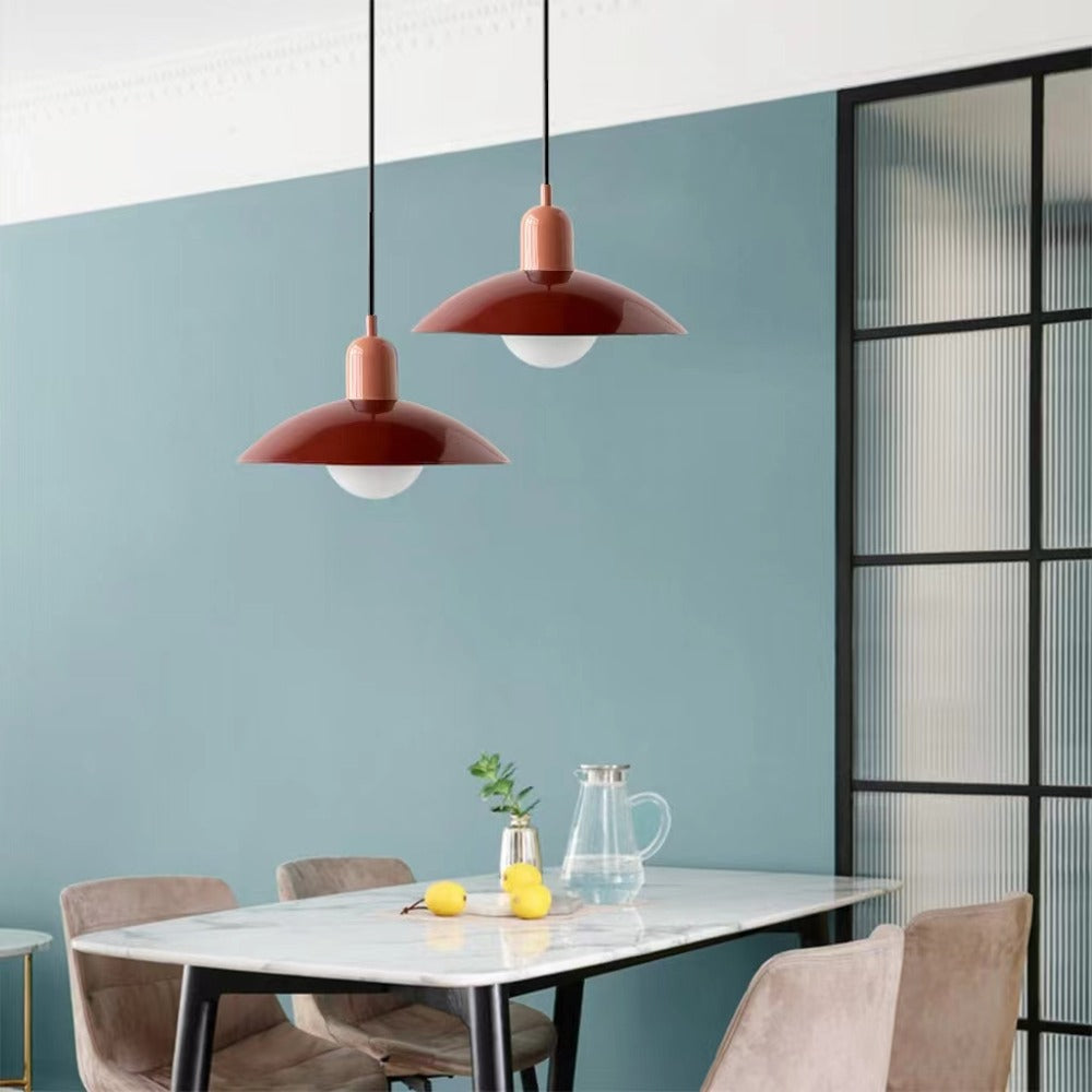 Mid Century Saucer Colorful Pendant Light