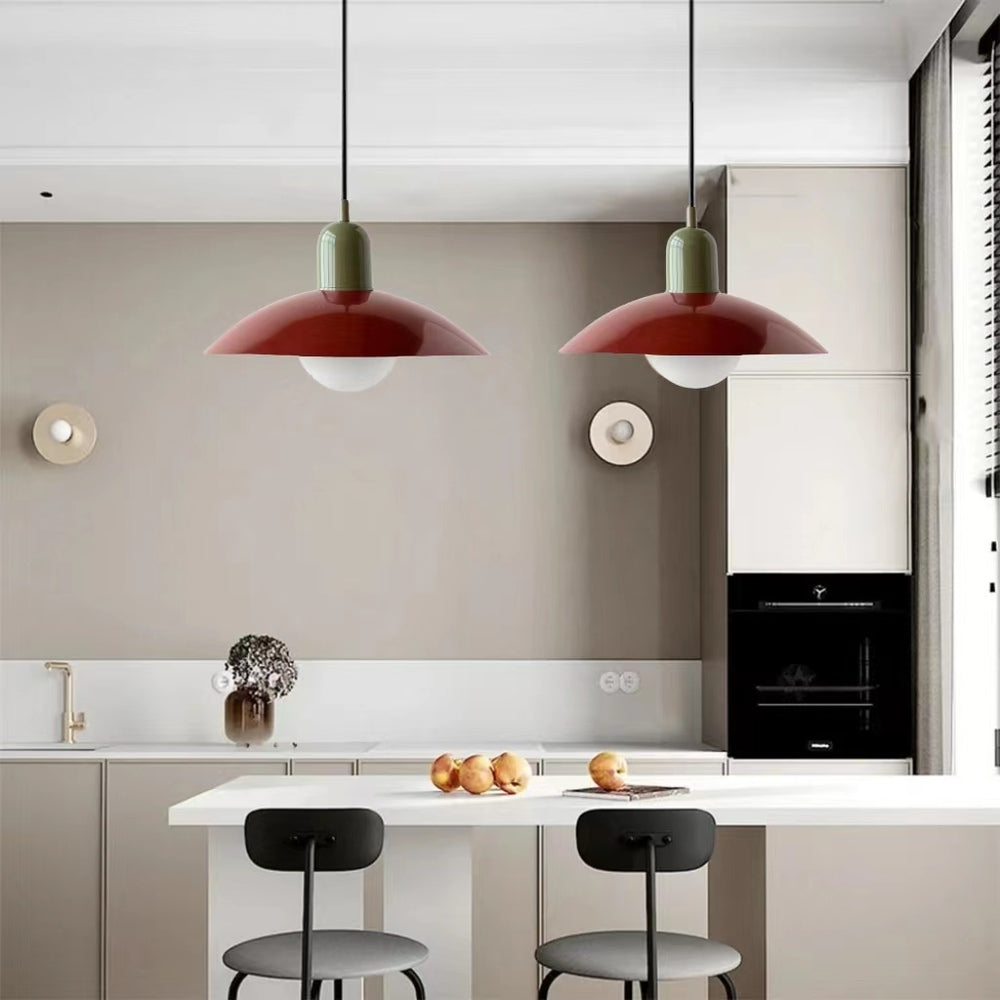 Mid Century Saucer Colorful Pendant Light