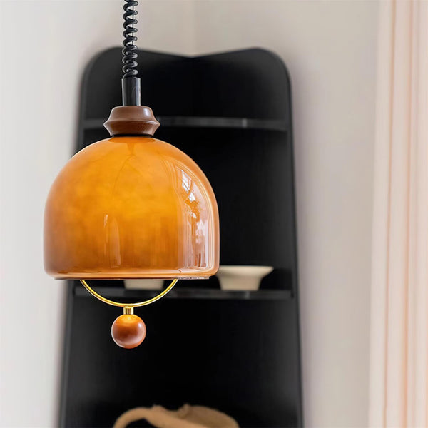 Mid Century Vintage Glass Pendant Lamp