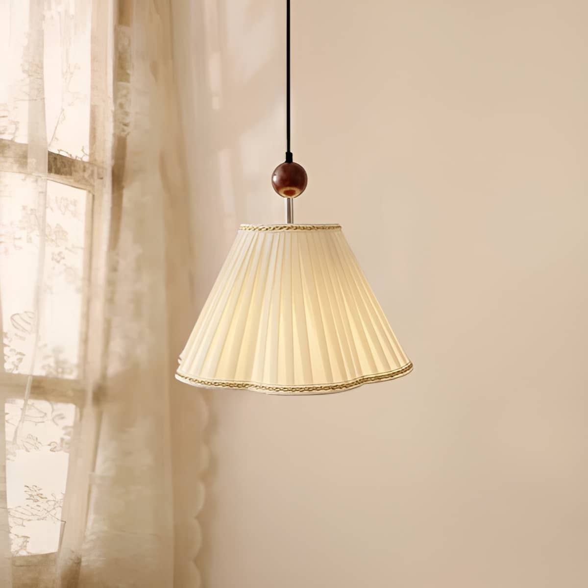 Minimalist Cream White Fabric Shade Pendant light