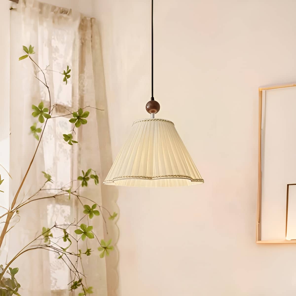 Minimalist Cream White Fabric Shade Pendant light
