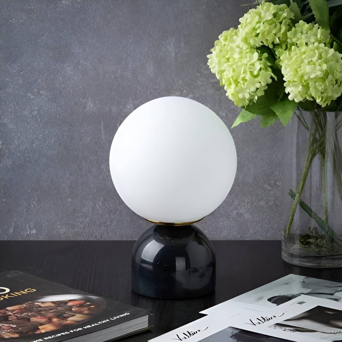 Minimalist Marble Glass Globe Table Lamp