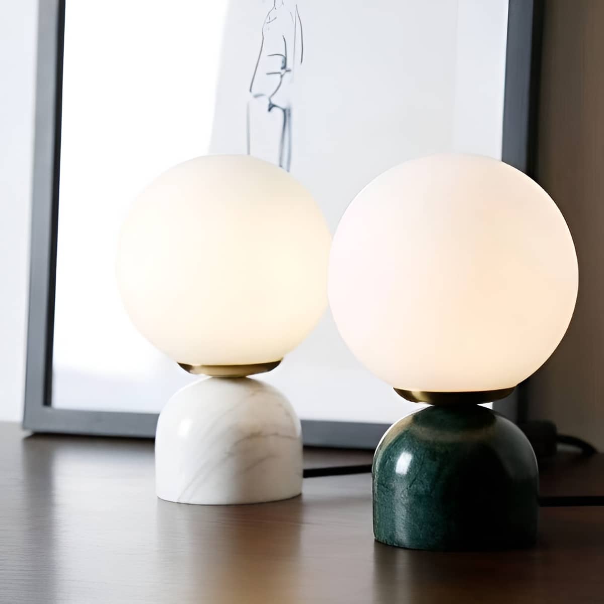 Minimalist Marble Glass Globe Table Lamp