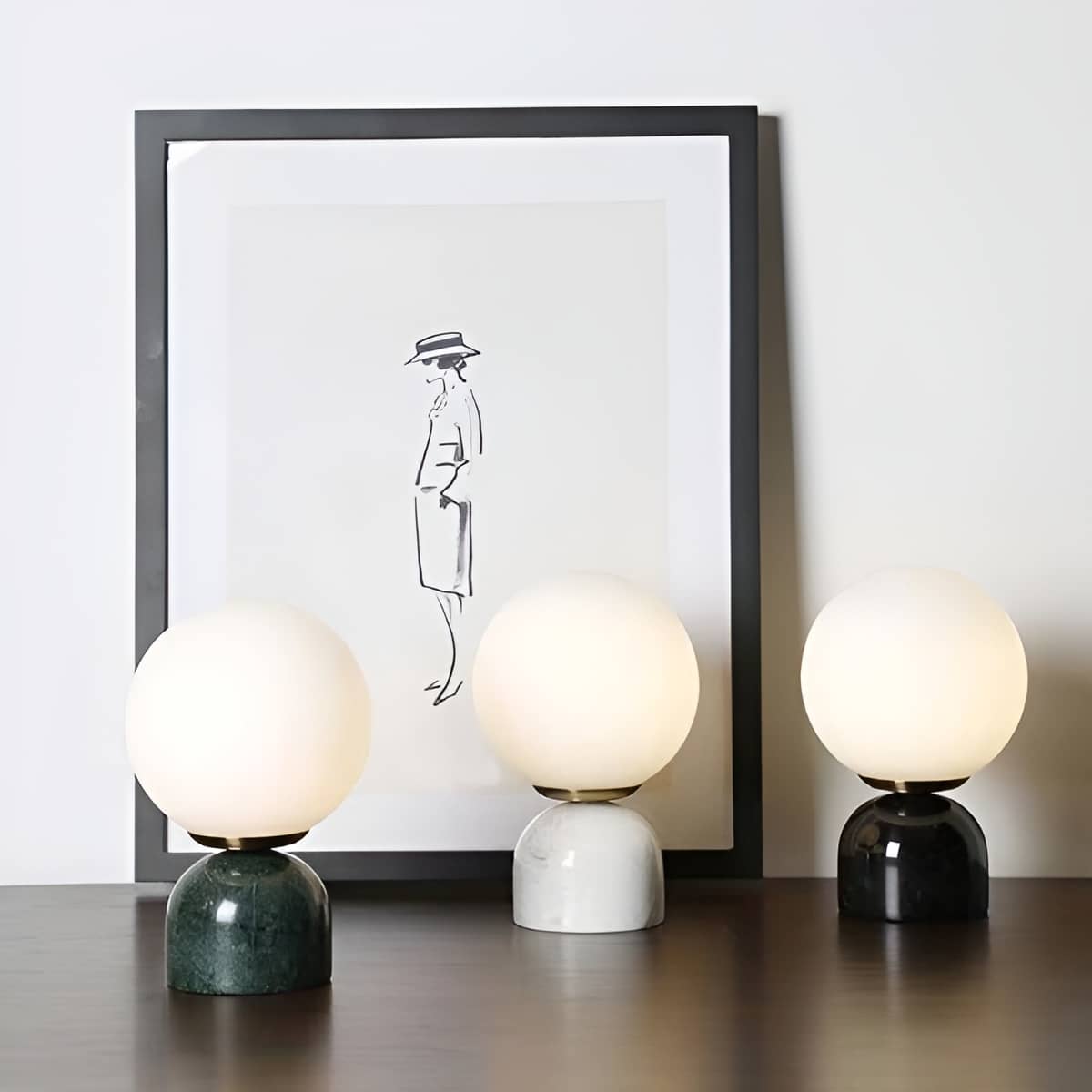 Minimalist Marble Glass Globe Table Lamp