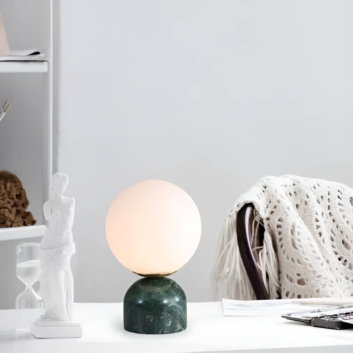 Minimalist Marble Glass Globe Table Lamp
