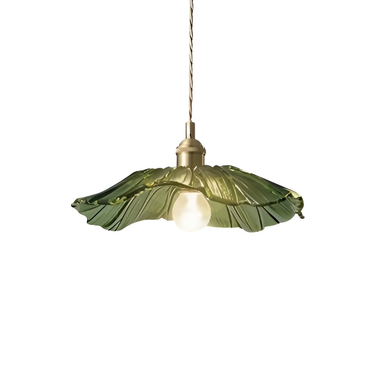Modern Artistic Brass and Glass Pendant Light with Flower Shade