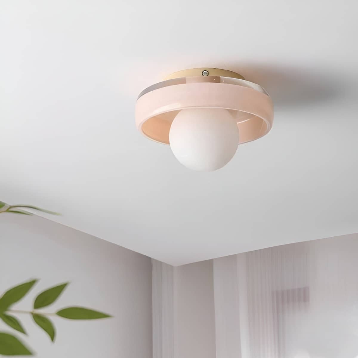 Modern Colored Glass Ceiling Light With White Globe