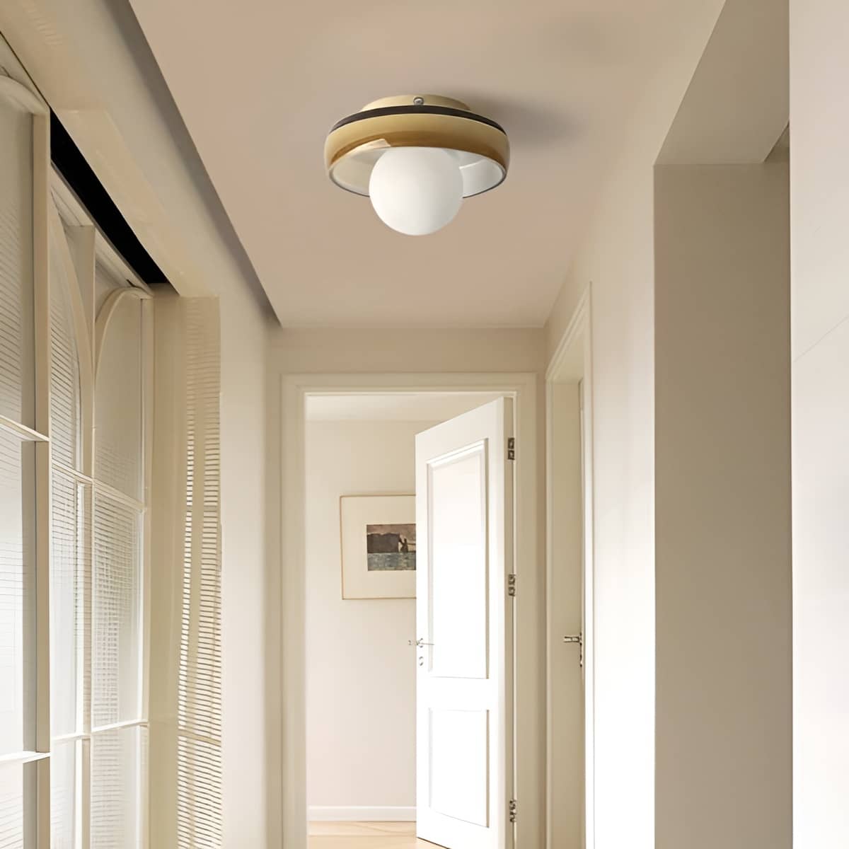 Modern Colored Glass Ceiling Light With White Globe
