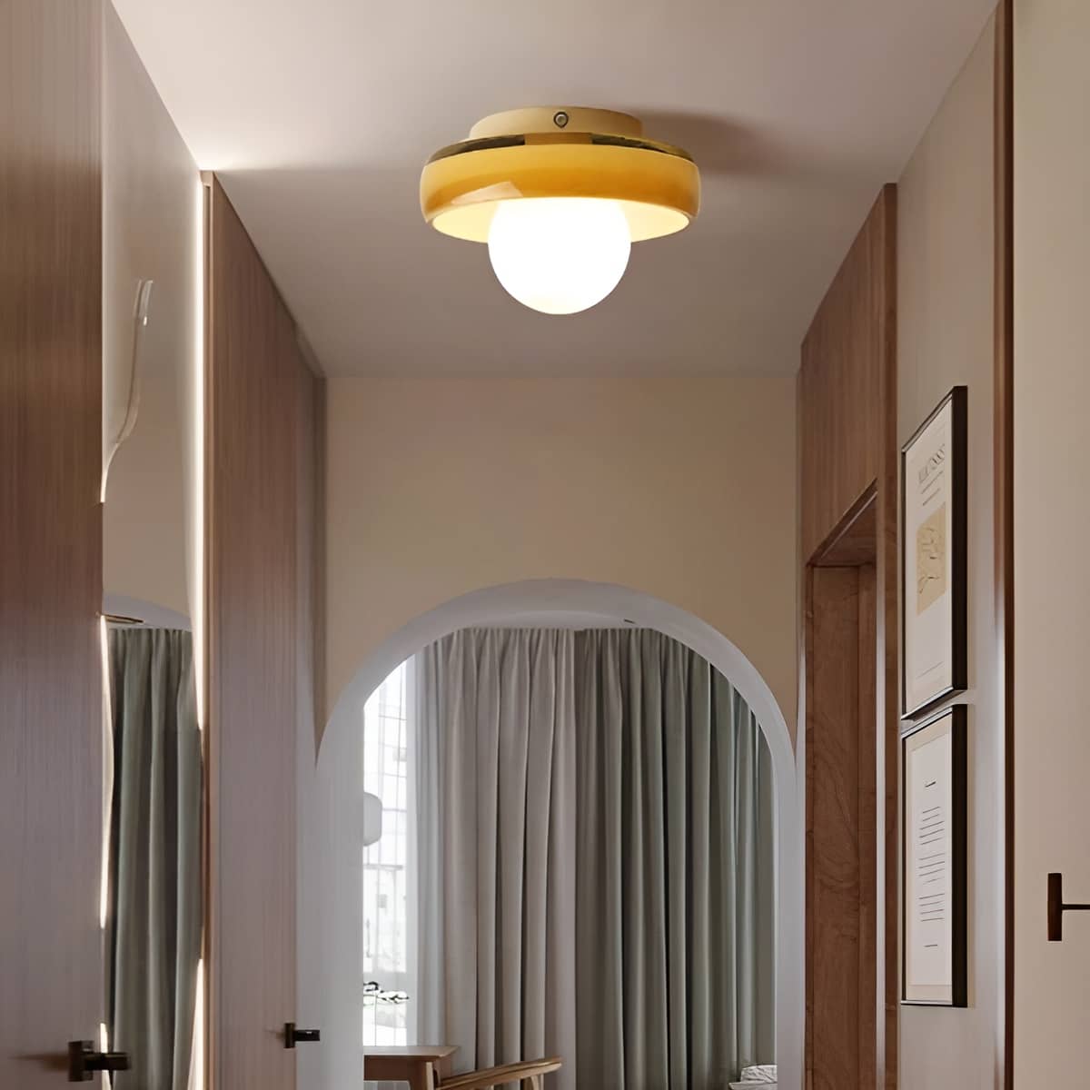 Modern Colored Glass Ceiling Light With White Globe
