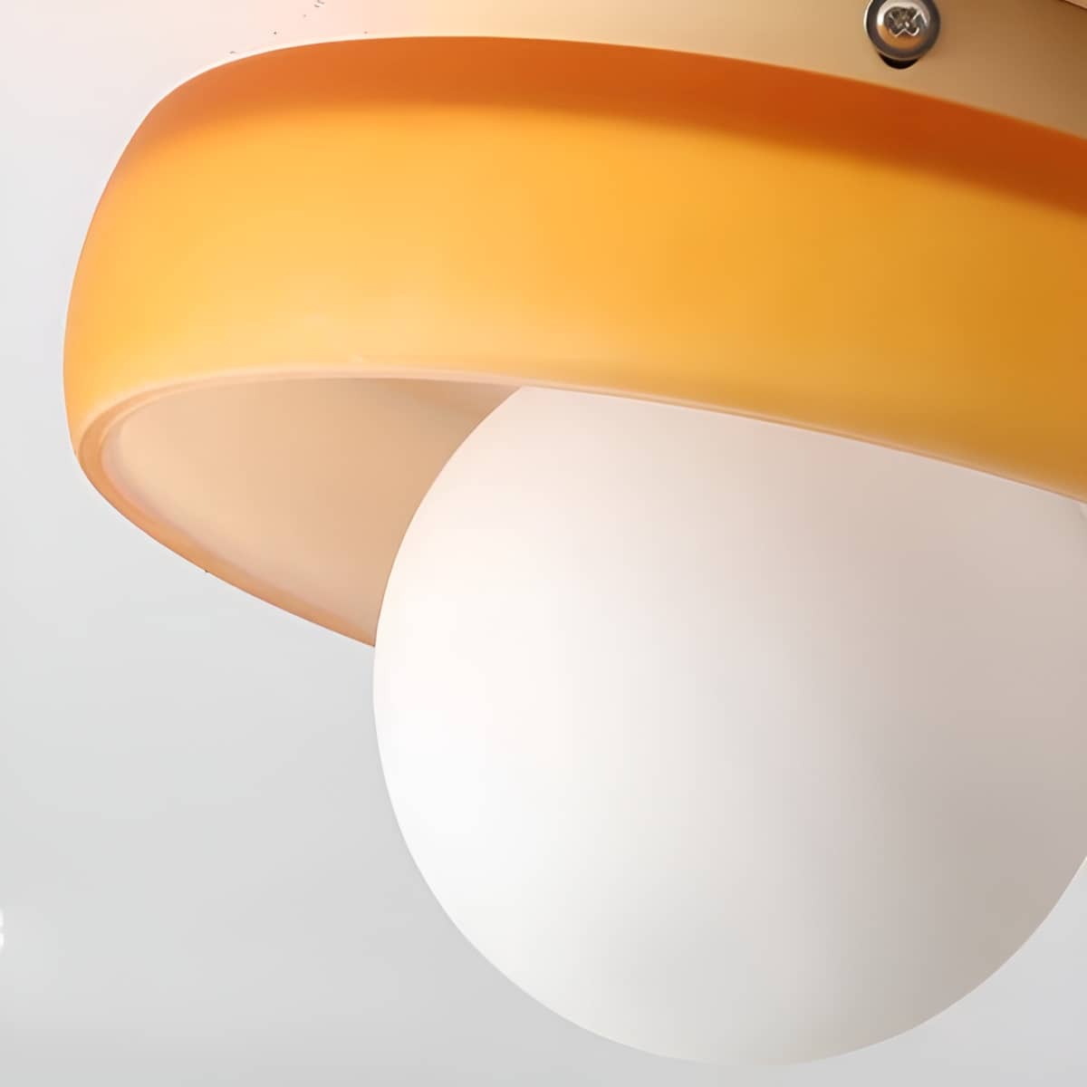 Modern Colored Glass Ceiling Light With White Globe