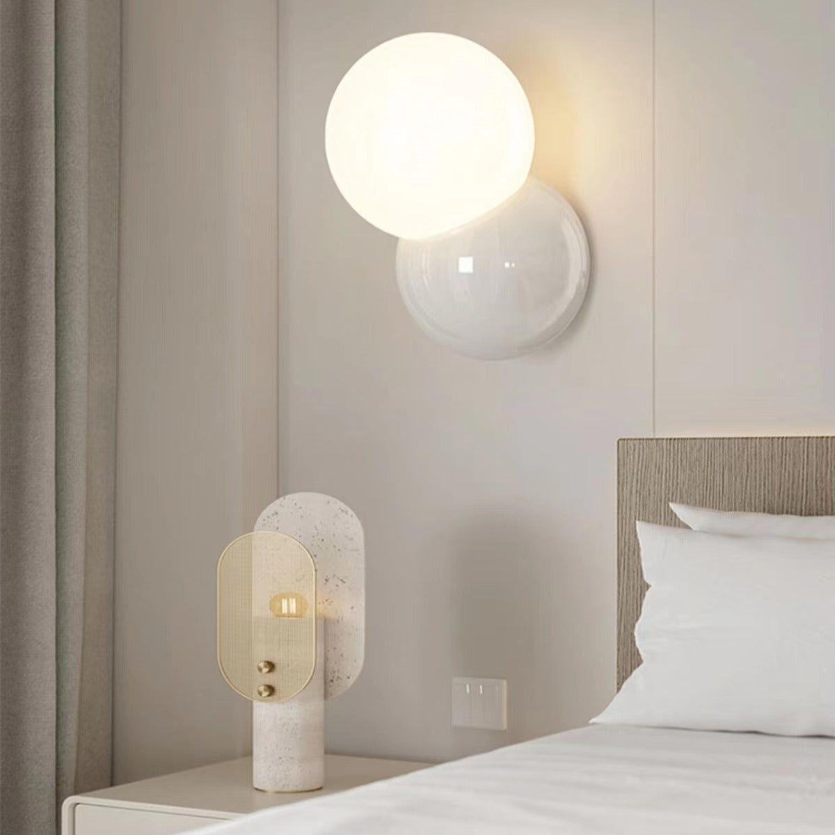 Modern Cream Orb Glass Wall Light