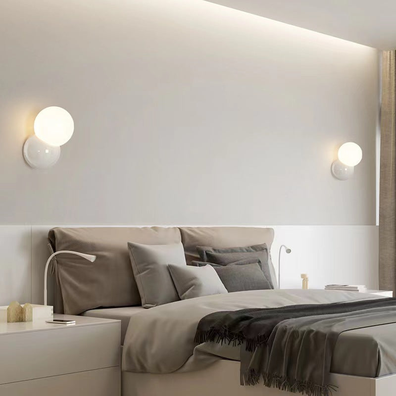 Modern Cream Orb Glass Wall Light