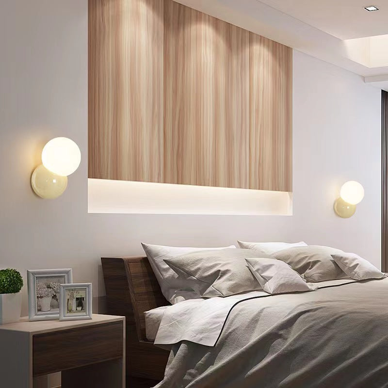 Modern Cream Orb Glass Wall Light