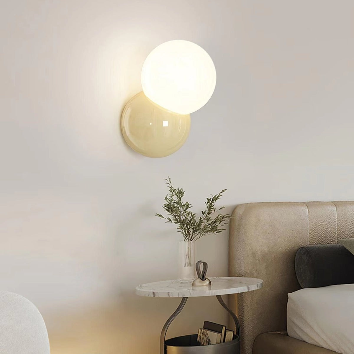 Modern Cream Orb Glass Wall Light