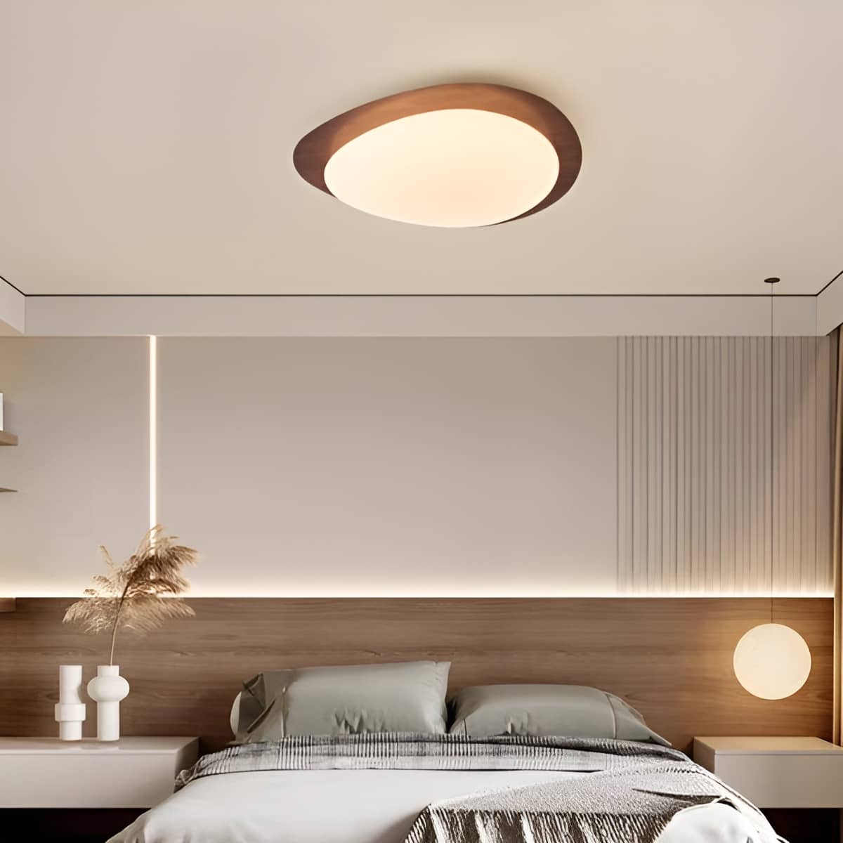 Modern Pebble Shaped Flush Mount Ceiling Lamp