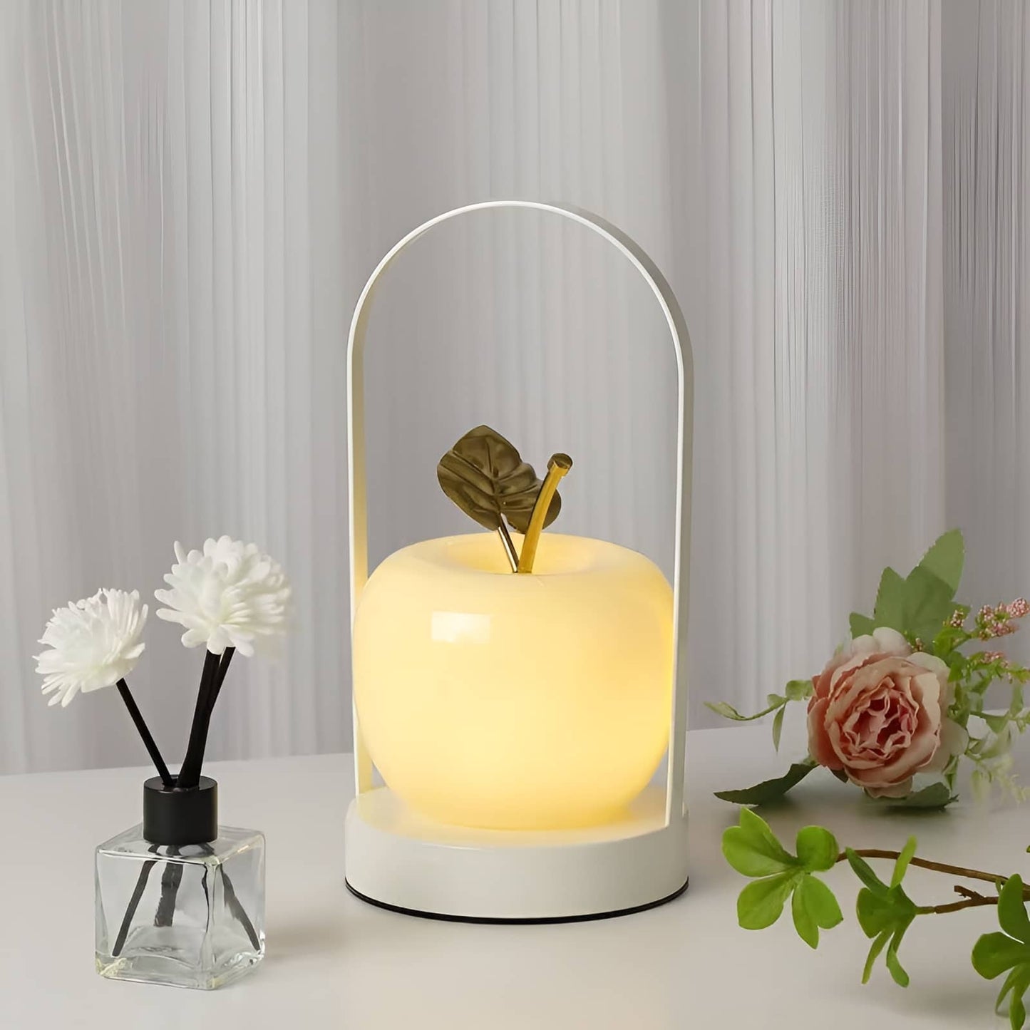 Modern Portable Glass Apple Table Lamp