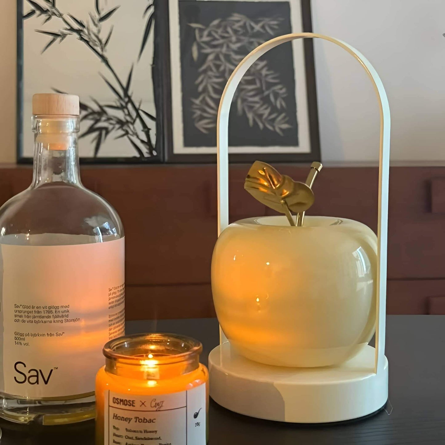 Modern Portable Glass Apple Table Lamp