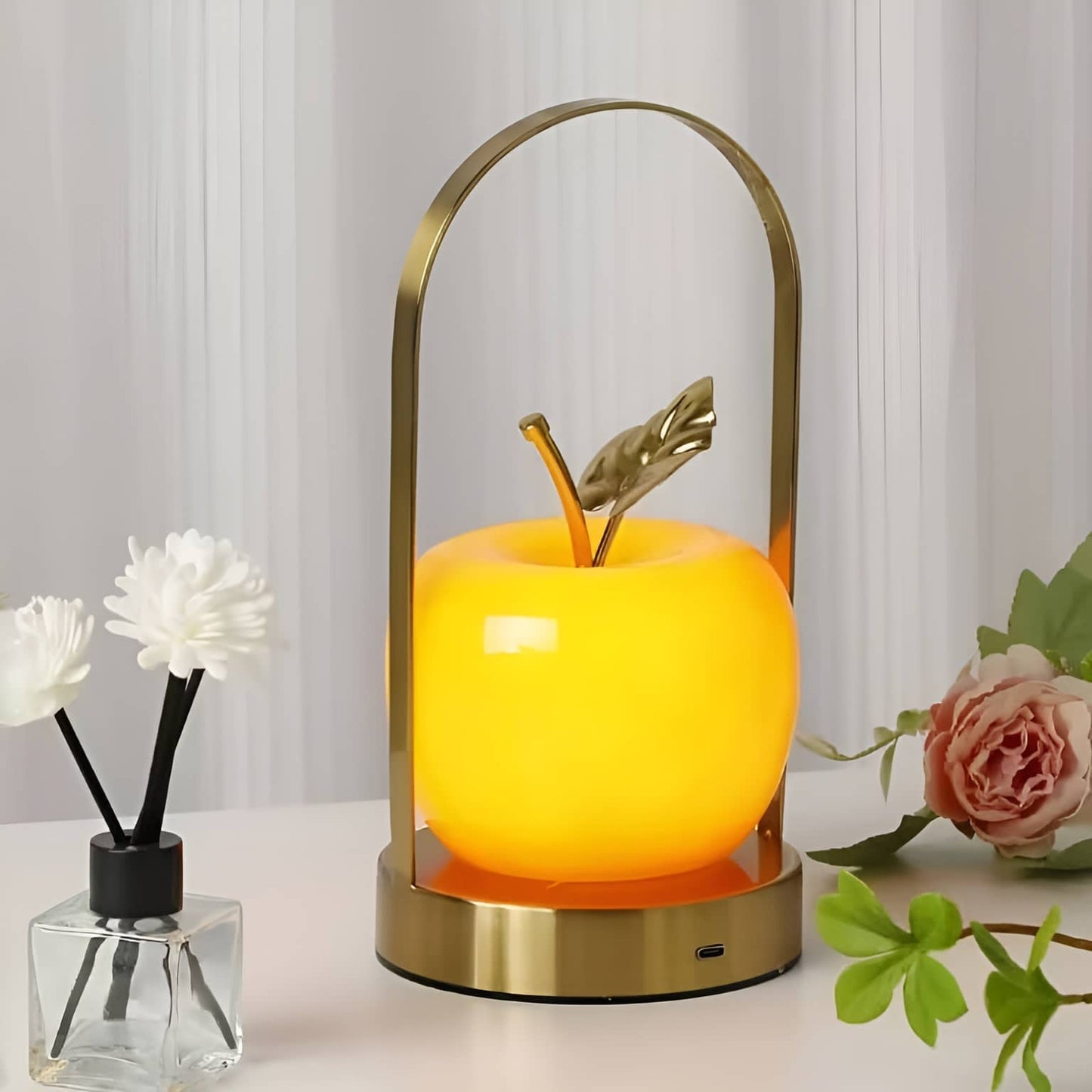 Modern Portable Glass Apple Table Lamp