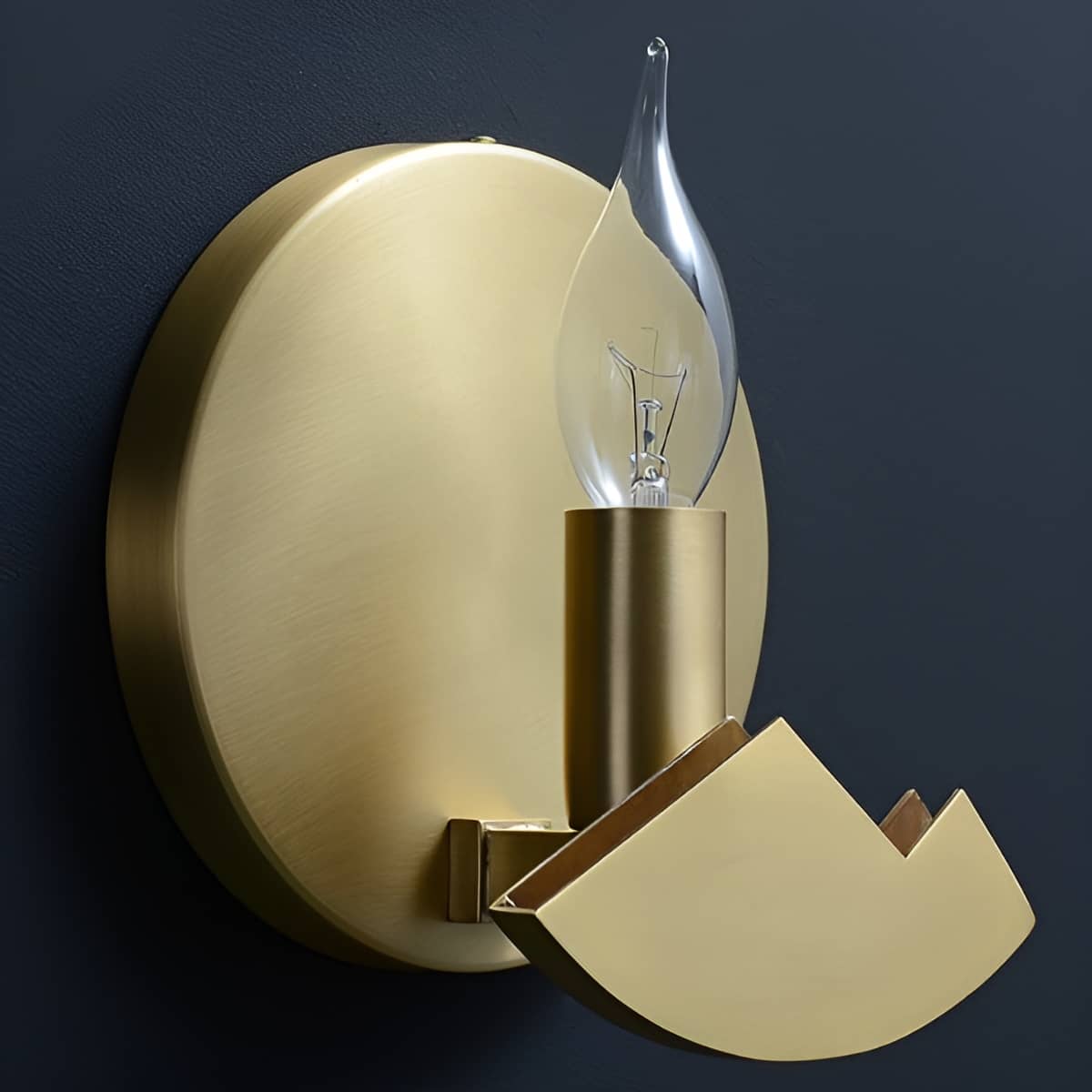Modern Round Marble and Copper Wall Sconce