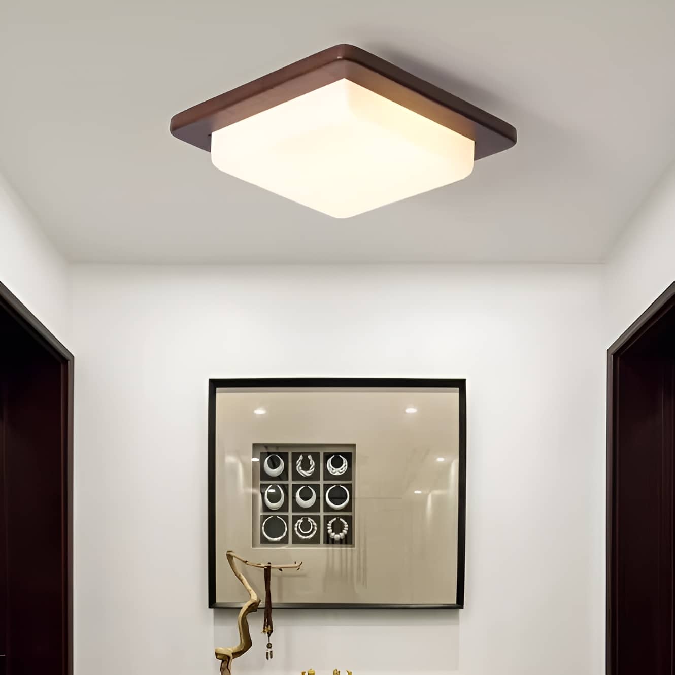 Modern Simple Square Wooden Ceiling Light