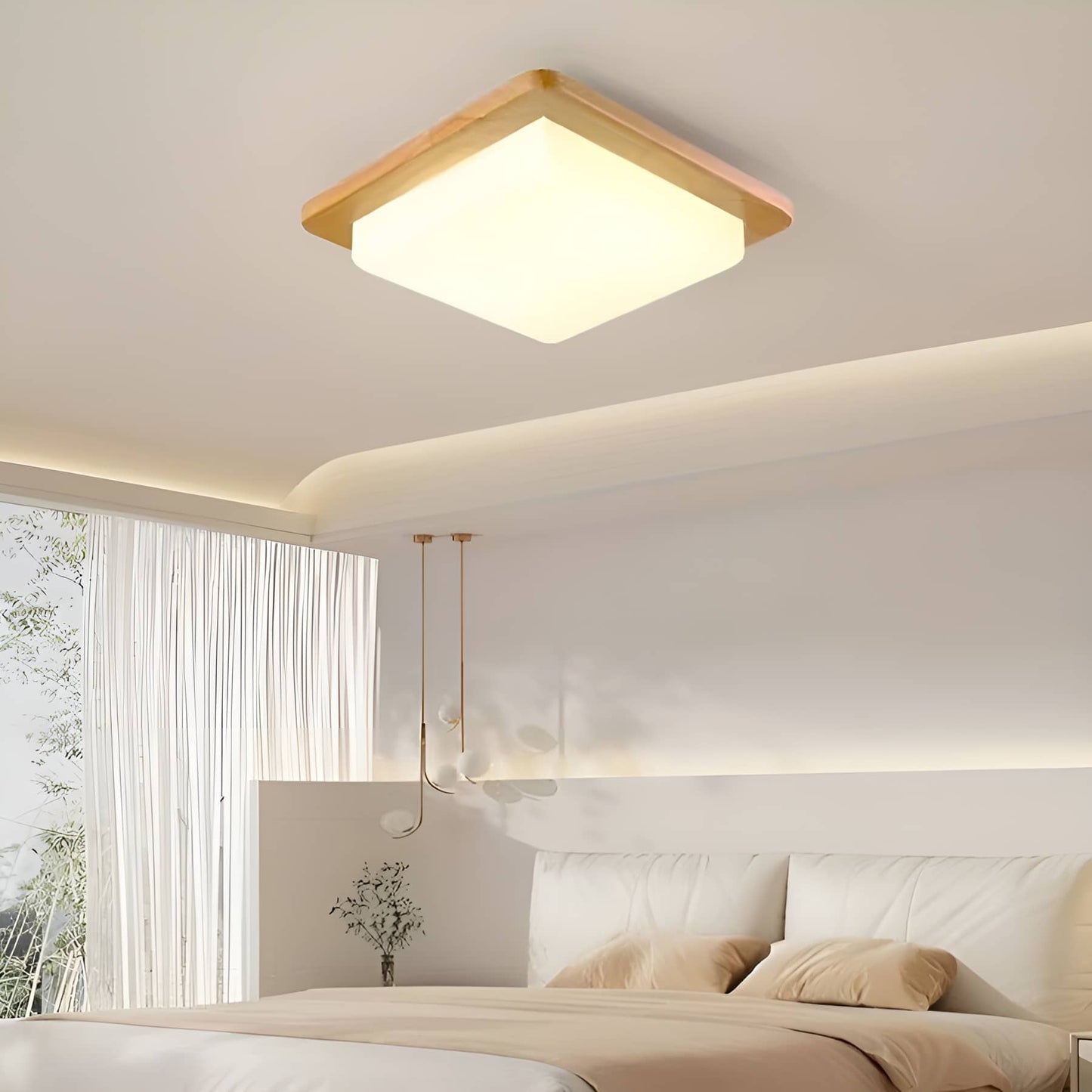 Modern Simple Square Wooden Ceiling Light