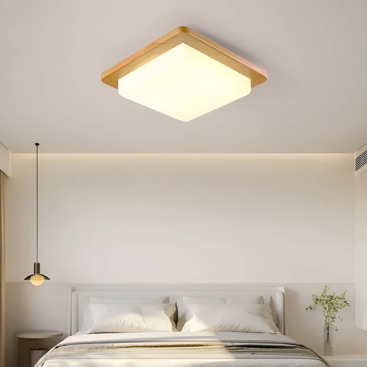 Modern Simple Square Wooden Ceiling Light