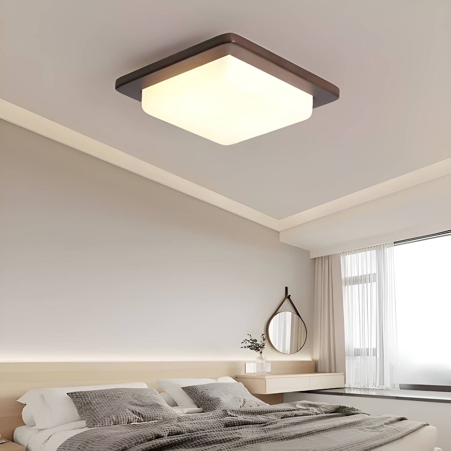 Modern Simple Square Wooden Ceiling Light