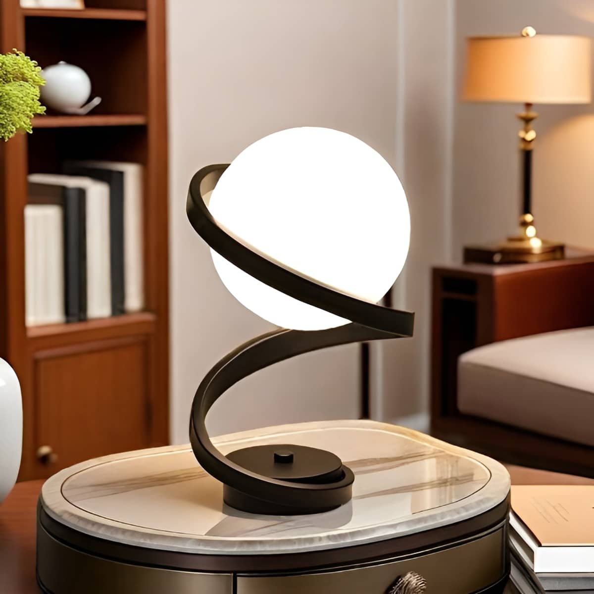 Modern Spiral Glass Ball Table Lamp